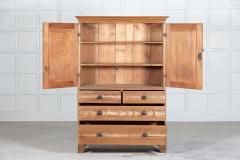 Georgian English Scrumbled Pine Linen Press Cupboard - 2689917
