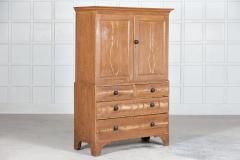 Georgian English Scrumbled Pine Linen Press Cupboard - 2689919