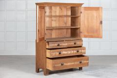 Georgian English Scrumbled Pine Linen Press Cupboard - 2689920