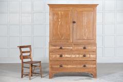 Georgian English Scrumbled Pine Linen Press Cupboard - 2689921