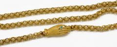 Georgian Muff Chain with Hand Clasp and Emerald - 45933