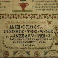 Georgian Sampler 1803 Jane Muncy Aged 9 - 4045190