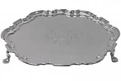 Georgian Silver Salver Tray London 1736 Gabriel Sleath - 3741880