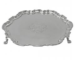 Georgian Silver Salver Tray London 1736 Gabriel Sleath - 3741881