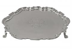 Georgian Silver Salver Tray London 1736 Gabriel Sleath - 3741883