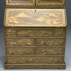 Georgian Style Chinoiserie Beige Secretary Desk Bureau Cabinet Japanned - 3666780