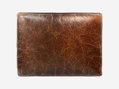 Georgian Style Distressed Brown Leather Mahogany Ottomans USA 20th C  - 4131813