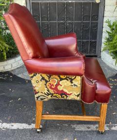 Georgian Style Red Leather Tapestry Desk Chair - 1999861