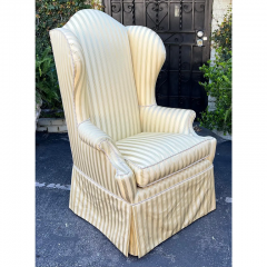 Georgian Style Scalamandre Silk Striped Wingback Chair - 3029386