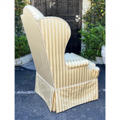 Georgian Style Scalamandre Silk Striped Wingback Chair - 3029387