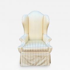 Georgian Style Scalamandre Silk Striped Wingback Chair - 3034456