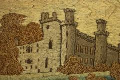 Georgian Woolwork Embroidered Picture Castle by a Lake - 1784194