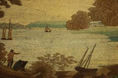 Georgian Woolwork Embroidered Picture Castle by a Lake - 1784195