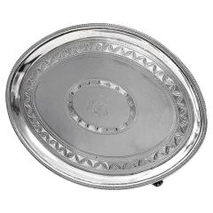 Georgian silver teapot stand or card tray London 1791 Godbehere and Wigan - 3686021