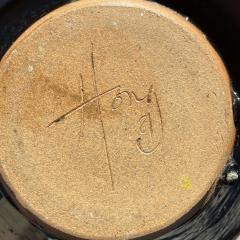 Gerald Hong Vintage California Studio Pottery Raku Vessel by Gerald Hong Dated 1981  - 2446332