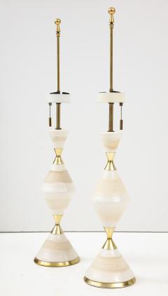 Gerald Thurston 1950s Gerald Thurston Hourglass Porcelain And Brass Table Lamps - 2741976