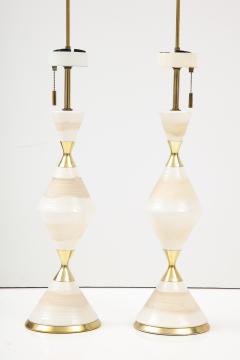 Gerald Thurston 1950s Gerald Thurston Hourglass Porcelain And Brass Table Lamps - 2741978