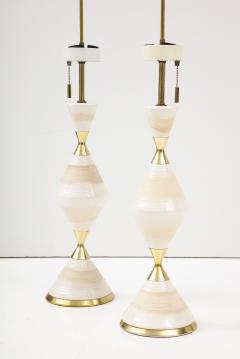 Gerald Thurston 1950s Gerald Thurston Hourglass Porcelain And Brass Table Lamps - 2741981