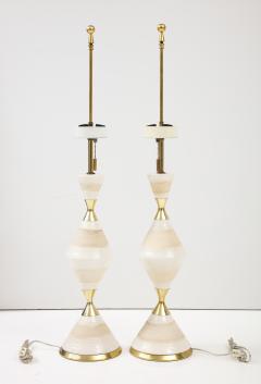 Gerald Thurston 1950s Gerald Thurston Hourglass Porcelain And Brass Table Lamps - 2741982