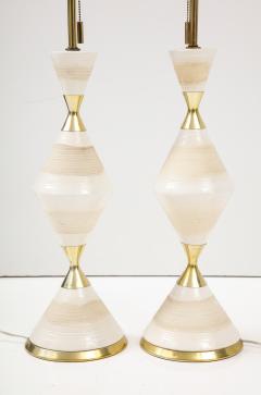 Gerald Thurston 1950s Gerald Thurston Hourglass Porcelain And Brass Table Lamps - 2741984