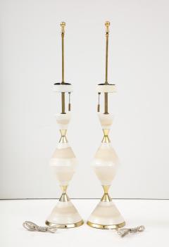 Gerald Thurston 1950s Gerald Thurston Hourglass Porcelain And Brass Table Lamps - 2741985
