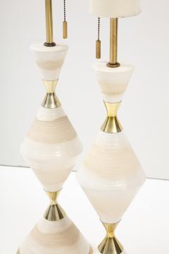 Gerald Thurston 1950s Gerald Thurston Hourglass Porcelain And Brass Table Lamps - 2741986
