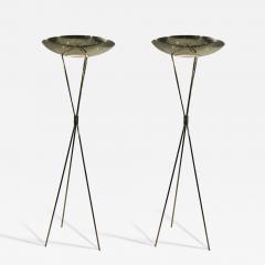 Gerald Thurston EXCEPTIONAL MID CENTURY BRASS TRIPOD TORCHIERE FLOOR LAMPS BY GERALD THURSTON - 3395653