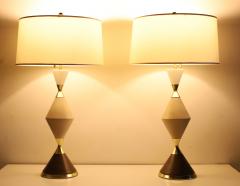 Gerald Thurston Gerald Thurston for Lightolier Hourglass Porcelain and Brass Table Lamps - 4647607