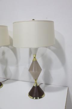 Gerald Thurston Gerald Thurston for Lightolier Hourglass Porcelain and Brass Table Lamps - 4647608