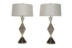Gerald Thurston Gerald Thurston for Lightolier Hourglass Porcelain and Brass Table Lamps - 4648086