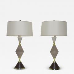 Gerald Thurston Gerald Thurston for Lightolier Hourglass Porcelain and Brass Table Lamps - 4648087