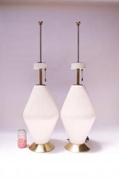 Gerald Thurston Pair of Decorative Ceramic and Brass Fluted Lamps by Gerald Thurston - 2090256