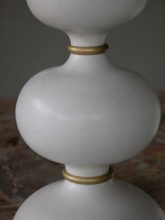 Gerald Thurston Stylish Pair of Gerald Thurston 1960s Ivory glazed Ceramic Gourd form Lamps - 1176839