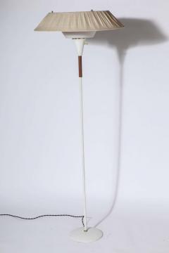 Gerald Thurston Tall Walnut White Enamel Floor Lamp with Double Shades 1950s - 2312195