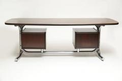 Geraldo de Barros 1970s Midcentury Modern Desk in Tubular Chrome Wood Leaf by Geraldo Barros - 3183368