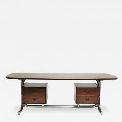 Geraldo de Barros 1970s Midcentury Modern Desk in Tubular Chrome Wood Leaf by Geraldo Barros - 3188947