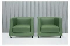 Geraldo de Barros Brazilian Modern Pair of Armchairs in Green Leather Geraldo de Barros c 1970s - 3821203