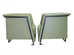 Geraldo de Barros Brazilian Modern Pair of Armchairs in Green Leather Geraldo de Barros c 1970s - 3821204