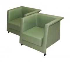 Geraldo de Barros Brazilian Modern Pair of Armchairs in Green Leather Geraldo de Barros c 1970s - 3821220