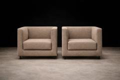 Geraldo de Barros Geraldo de Barros Pair of Armchairs in Blackened Steel Taupe Mushroom Wool - 4526649