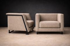 Geraldo de Barros Geraldo de Barros Pair of Armchairs in Blackened Steel Taupe Mushroom Wool - 4526650