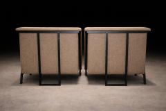 Geraldo de Barros Geraldo de Barros Pair of Armchairs in Blackened Steel Taupe Mushroom Wool - 4526653