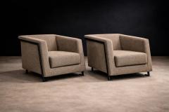 Geraldo de Barros Geraldo de Barros Pair of Armchairs in Blackened Steel Taupe Mushroom Wool - 4526654