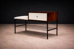 Geraldo de Barros Phone Bench in Rosewood Fabric Metal Geraldo de Barros 1950s - 4548316