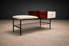 Geraldo de Barros Phone Bench in Rosewood Fabric Metal Geraldo de Barros 1950s - 4548320