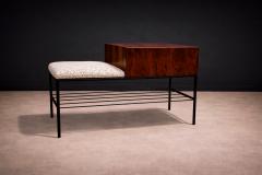 Geraldo de Barros Phone Bench in Rosewood Fabric Metal Geraldo de Barros 1950s - 4548321