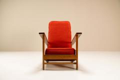 Gerard Adrianus van de Groenekan Dutch Lounge Chairs in Beech and Vermillion Upholstery Attr to Groenekan 1950s - 2947619