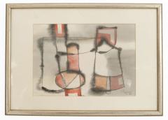 Gerard Hippolyte Haitian Abstract Framed Watercolor on Paper - 4514874