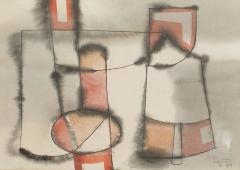Gerard Hippolyte Haitian Abstract Framed Watercolor on Paper - 4527600