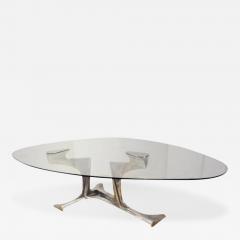 Gerard Mannoni Exceptional Dining Table in Cast Aluminum and Glass by Gerard Mannoni Circa 1970 - 211073